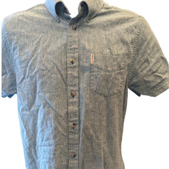 Ben Sherman Shirt Mens Medium Short Sleeve Blue Ocean Depth Button Up Summer - Picture 4 of 11